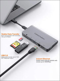 USB C Docking Station with Detachable USB-C Cable,  9-in-1 USB C Dock to 4K HDMI,VGA, Ethernet,USB 3.0,SD/Micro SD and 100W PD Compatible for Steam Deck,MacBook Pro/Air 2020,iPad Pro2018