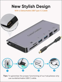 USB C Docking Station with Detachable USB-C Cable,  9-in-1 USB C Dock to 4K HDMI,VGA, Ethernet,USB 3.0,SD/Micro SD and 100W PD Compatible for Steam Deck,MacBook Pro/Air 2020,iPad Pro2018