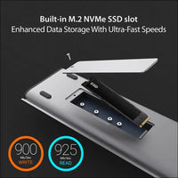 USB C Dual 4K 60Hz Display Docking Station 12-in-1, Built-in M.2 NVMe SSD Enclosure, HDMI, DisplayPort, 10Gbps USB-A, Card Reader, PD 100W, for 2021 MacBook Pro, Windows Laptop (JCD552)