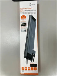 USB C Dual 4K 60Hz Display Docking Station 12-in-1, Built-in M.2 NVMe SSD Enclosure, HDMI, DisplayPort, 10Gbps USB-A, Card Reader, PD 100W, for 2021 MacBook Pro, Windows Laptop (JCD552)