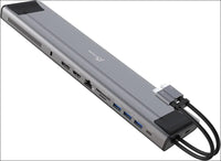 USB C Dual 4K 60Hz Display Docking Station 12-in-1, Built-in M.2 NVMe SSD Enclosure, HDMI, DisplayPort, 10Gbps USB-A, Card Reader, PD 100W, for 2021 MacBook Pro, Windows Laptop (JCD552)