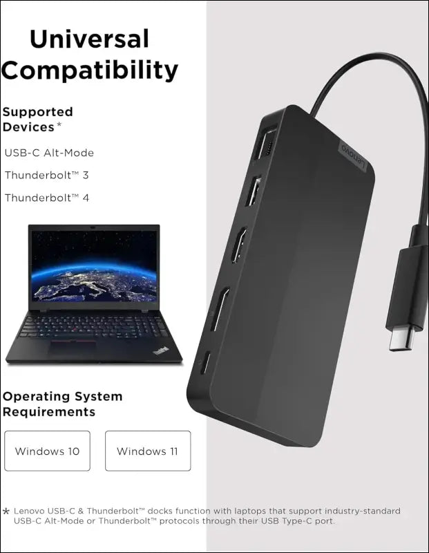 USB-C Dual Display Travel Dock, 7 Ports, HDMI & DP Ports Support Dual Displays at 4K, Up to 100W PD Pass Through, Integrated USB-C Cable, Black