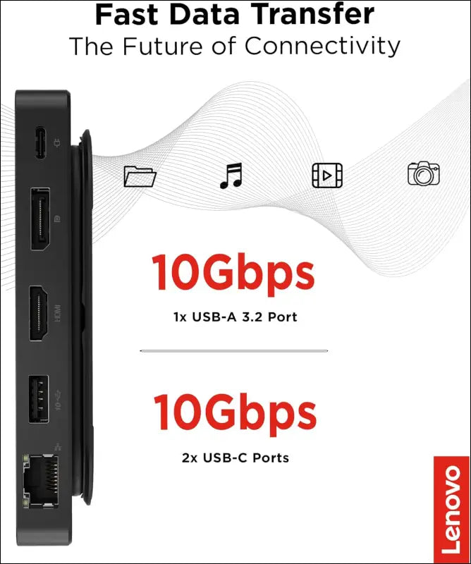 USB-C Dual Display Travel Dock, 7 Ports, HDMI & DP Ports Support Dual Displays at 4K, Up to 100W PD Pass Through, Integrated USB-C Cable, Black