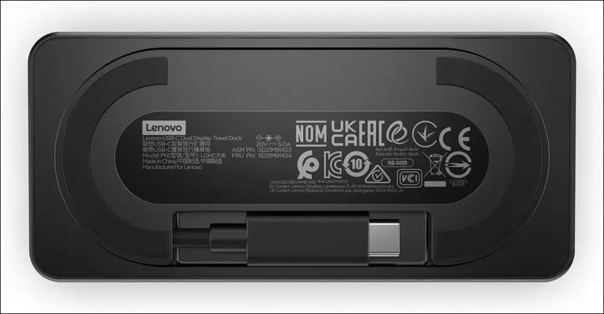 USB-C Dual Display Travel Dock, 7 Ports, HDMI & DP Ports Support Dual Displays at 4K, Up to 100W PD Pass Through, Integrated USB-C Cable, Black