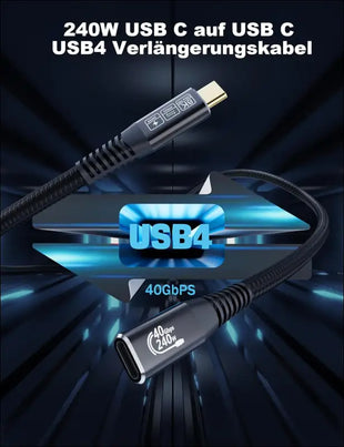 USB-C for Thunderbolt 4 Extension Cable 40Gbps Data Transfer, USB C Male to USB C Female Cable, 8K Display/Pd 240W, Compatible with Thunderbolt 3/USB 4/3/SSD Egpu 2M/6.6FT