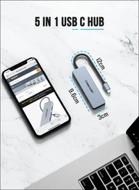 USB C Hub 5-in-1 USB C to HDMI Adapter with 4K 3D HDMI, 2 USB Port, SD/TF Card Reader Docking Station for MacBook Air 2020, Dell XPS 15, Surface Go 2, Chromebook Pixel and More