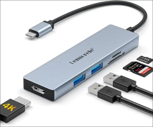 USB C Hub 5-in-1 USB C to HDMI Adapter with 4K 3D HDMI, 2 USB Port, SD/TF Card Reader Docking Station for MacBook Air 2020, Dell XPS 15, Surface Go
