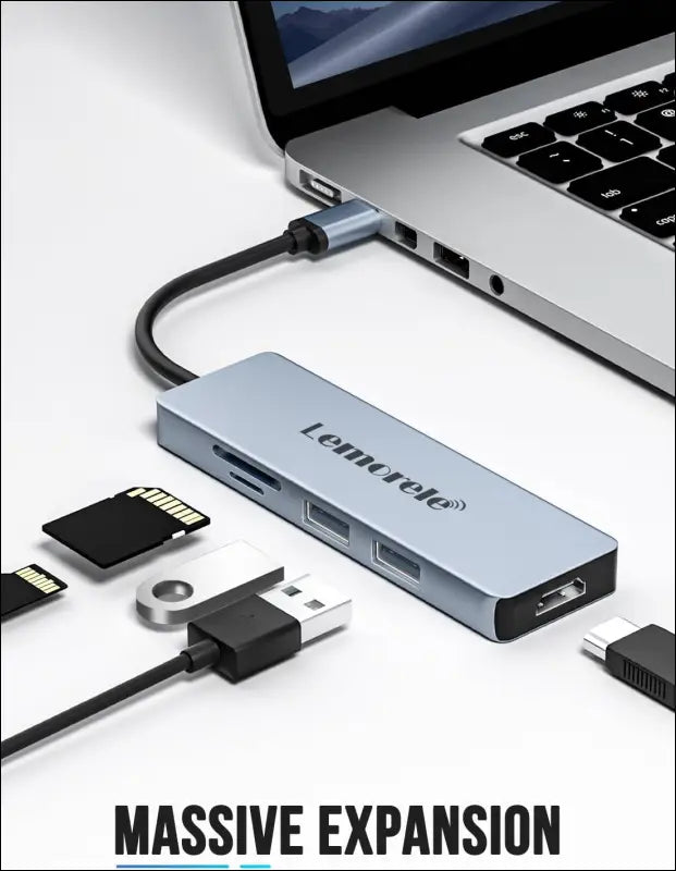 USB C Hub 5-in-1 USB C to HDMI Adapter with 4K 3D HDMI, 2 USB Port, SD/TF Card Reader Docking Station for MacBook Air 2020, Dell XPS 15, Surface Go 2, Chromebook Pixel and More