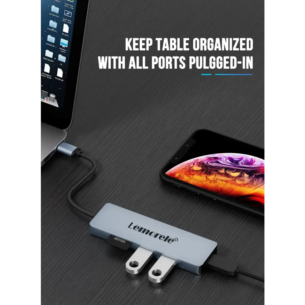USB C Hub 5-in-1 USB C to HDMI Adapter with 4K 3D HDMI, 2 USB Port, SD/TF Card Reader Docking Station for MacBook Air 2020, Dell XPS 15, Surface Go 2, Chromebook Pixel and More