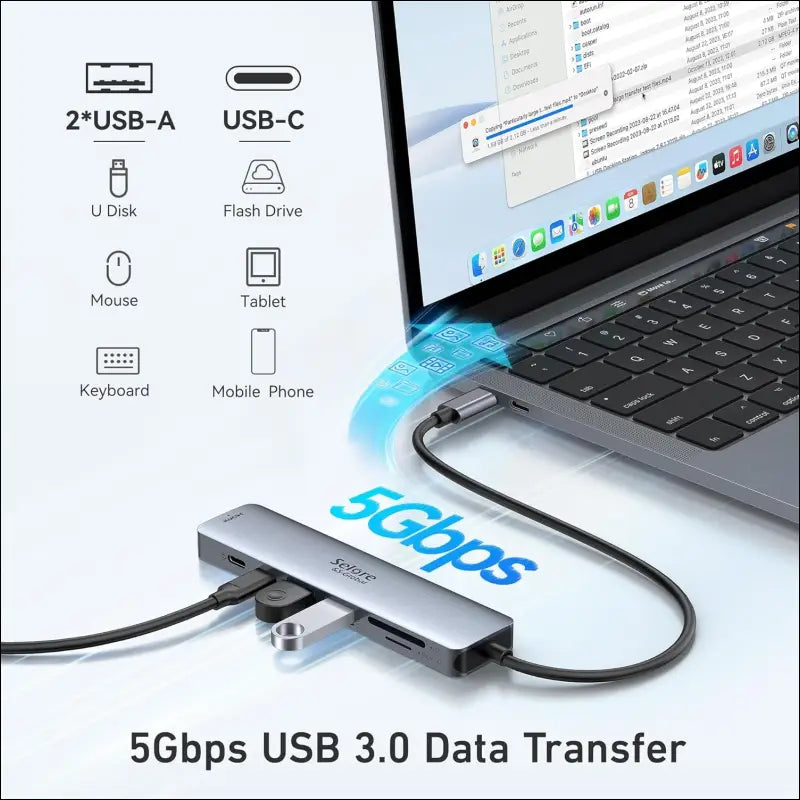 USB C Hub 6 in 1 USB C Adapter to HDMI 4K, USB 3.0 Ports, SD/TF Card Reader USB C Docking Station Dock for MacBook Air/Pro Chromebook Surface HP