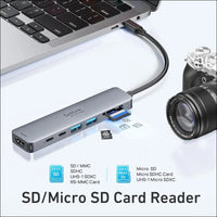 USB C Hub 6 in 1 USB C Adapter to HDMI 4K, USB 3.0 Ports, SD/TF Card Reader USB C Docking Station Dock for MacBook Air/Pro Chromebook Surface HP
