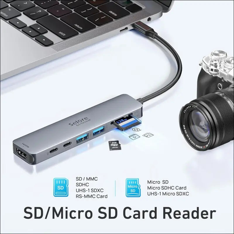 USB C Hub 6 in 1 USB C Adapter to HDMI 4K, USB 3.0 Ports, SD/TF Card Reader USB C Docking Station Dock for MacBook Air/Pro Chromebook Surface HP