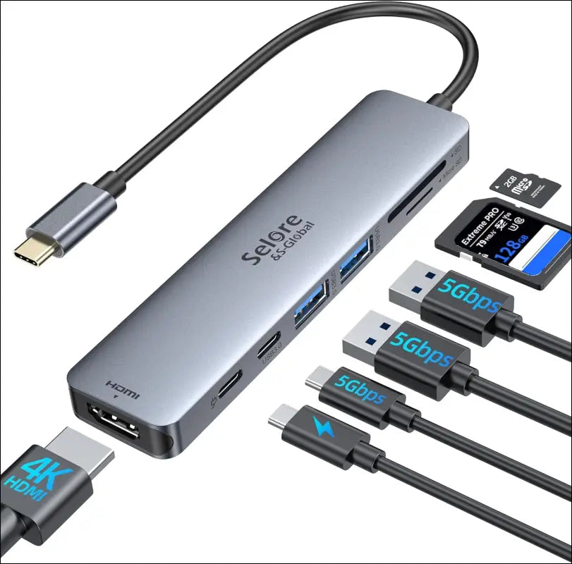 USB C Hub 6 in 1 USB C Adapter to HDMI 4K, USB 3.0 Ports, SD/TF Card Reader USB C Docking Station Dock for MacBook Air/Pro Chromebook Surface HP