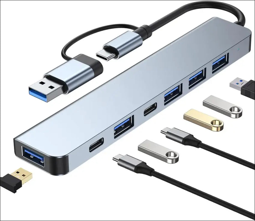 USB C Hub, 7 in 1 USB Splitter Multiport Adapter Type C Dock with (1*USB 3.0, 4*USB 2.0, 1*USB-C Charging, 1*USB-C Data Port) Multiple USB-Hub Compatible for MacBook,Laptop,Computer,iMac,iPad