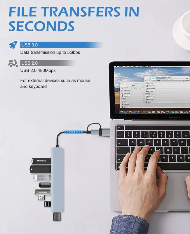 USB C Hub, 7 in 1 USB Splitter Multiport Adapter Type C Dock with (1*USB 3.0, 4*USB 2.0, 1*USB-C Charging, 1*USB-C Data Port) Multiple USB-Hub Compatible for MacBook,Laptop,Computer,iMac,iPad