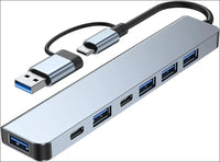 USB C Hub, 7 in 1 USB Splitter Multiport Adapter Type C Dock with (1*USB 3.0, 4*USB 2.0, 1*USB-C Charging, 1*USB-C Data Port) Multiple USB-Hub Compatible for MacBook,Laptop,Computer,iMac,iPad