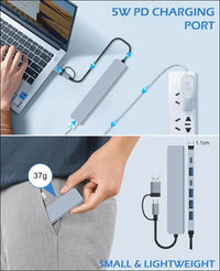 USB C Hub, 7 in 1 USB Splitter Multiport Adapter Type C Dock with (1*USB 3.0, 4*USB 2.0, 1*USB-C Charging, 1*USB-C Data Port) Multiple USB-Hub Compatible for MacBook,Laptop,Computer,iMac,iPad