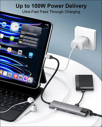 USB C Hub 9 in 1 Multiport Adapter w/Gigabit Ethernet, 100W PD, 4K@60Hz, 2 USB 3.0, USB C 3.0 Data, SD/TF Card Reader, 3.5mm Jack, Dongle Docking Station for MacBook Pro iPad Pro Steam Deck Laptops