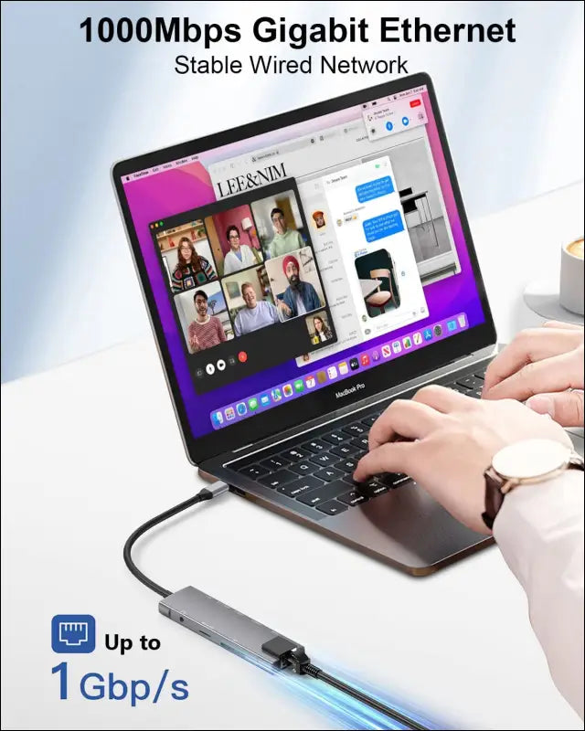 USB C Hub 9 in 1 Multiport Adapter w/Gigabit Ethernet, 100W PD, 4K@60Hz, 2 USB 3.0, USB C 3.0 Data, SD/TF Card Reader, 3.5mm Jack, Dongle Docking Station for MacBook Pro iPad Pro Steam Deck Laptops