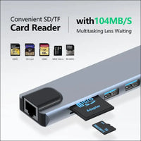 USB C Hub Docking Station, 8 in 1 Type C Hub USB C Dongle with HDMI 4K@60Hz, RJ45 Ethernet,100W Power Delivery, SD/TF Card Reader, 2 USB Ports, USB C to HDMI Hub for MacBook Pro Air and More