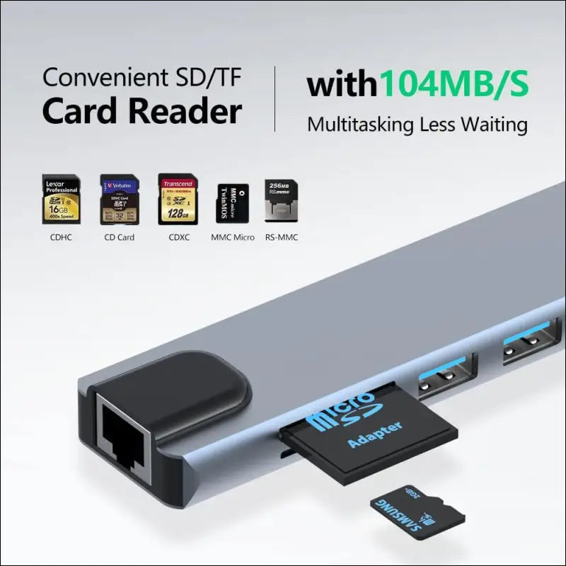 USB C Hub Docking Station, 8 in 1 Type C Hub USB C Dongle with HDMI 4K@60Hz, RJ45 Ethernet,100W Power Delivery, SD/TF Card Reader, 2 USB Ports, USB C to HDMI Hub for MacBook Pro Air and More