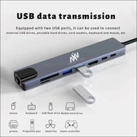 USB C Hub Docking Station, 8 in 1 Type C Hub USB C Dongle with HDMI 4K@60Hz, RJ45 Ethernet,100W Power Delivery, SD/TF Card Reader, 2 USB Ports, USB Type C Hub for MacBook Pro Air and More