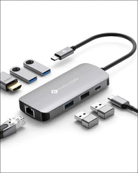 USB C Hub Ethernet 4K@60 USB C HDMI Adapter Multiport Type C Adapter 4 USB 3.0 & USB2.0 Dongle 100W PD Dock Docking Station for MacBook Pro Air Apple iPad Pro Steam Deck Dell HP Lenovo 7-in-1