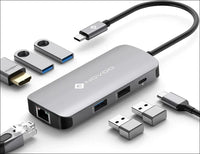 USB C Hub Ethernet 4K@60 USB C HDMI Adapter Multiport Type C Adapter 4 USB 3.0 & USB2.0 Dongle 100W PD Dock Docking Station for MacBook Pro Air Apple iPad Pro Steam Deck Dell HP Lenovo 7-in-1