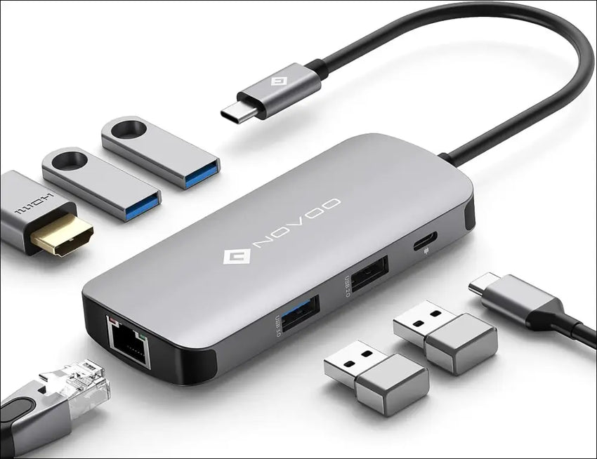 USB C Hub Ethernet 4K@60 USB C HDMI Adapter Multiport Type C Adapter 4 USB 3.0 & USB2.0 Dongle 100W PD Dock Docking Station for MacBook Pro Air Apple iPad Pro Steam Deck Dell HP Lenovo 7-in-1