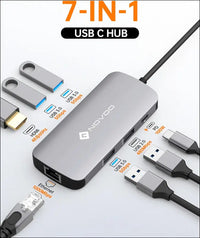 USB C Hub Ethernet 4K@60 USB C HDMI Adapter Multiport Type C Adapter 4 USB 3.0 & USB2.0 Dongle 100W PD Dock Docking Station for MacBook Pro Air Apple iPad Pro Steam Deck Dell HP Lenovo 7-in-1