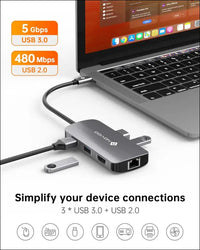 USB C Hub Ethernet 4K@60 USB C HDMI Adapter Multiport Type C Adapter 4 USB 3.0 & USB2.0 Dongle 100W PD Dock Docking Station for MacBook Pro Air Apple iPad Pro Steam Deck Dell HP Lenovo 7-in-1