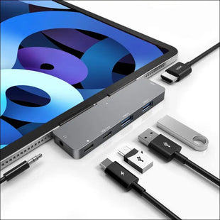USB C HUB for iPad Pro, Adapter for iPad Air, iPad Pro Hub Docking Station with 4K HDMI,3.5mm Headphone Jack,2 USB3.0 Ports,USB C PD Charging&Data,