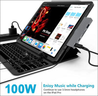 USB C Hub for iPad Pro M4 M2 M1 13 11 12.9,iPad Air, 7-in-1 USB C to 4K HDMI Adapter, 3.5mm Headphone Jack,USB C Docking Station PD Charging,USB 3.0,SD/Micro Card Reader, iPad Mini 6 Accessories