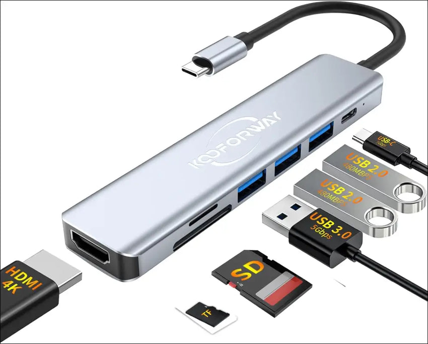 USB C Hub Laptop Docking Station, Multiport Adapter 7 in 1 Type C Hub HDMI,USB 3.0,USB 2.0 * 2,SD/TF,100W PD Charging Compatible for MacBook Pro/MacBook Air Dell/Surface/HP/Lenovo Laptops