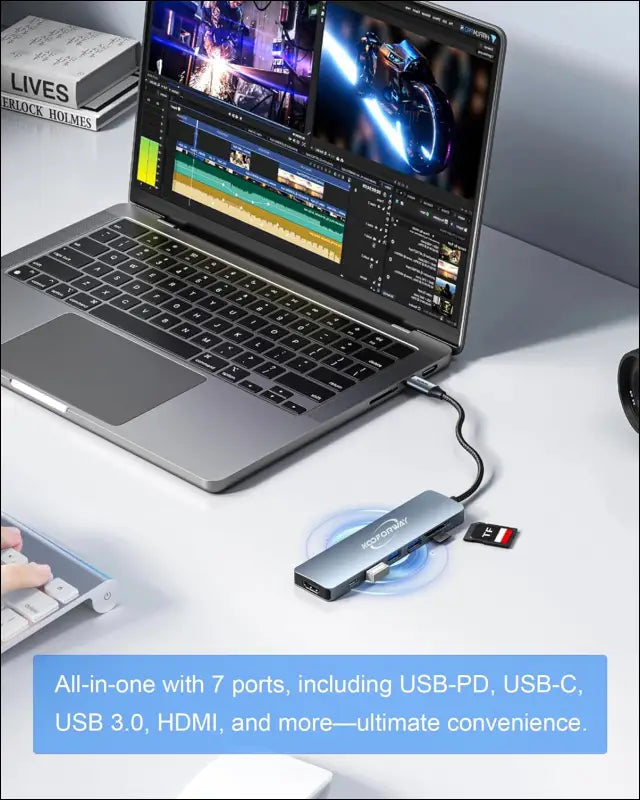 USB C Hub Laptop Docking Station, Multiport Adapter 7 in 1 Type C Hub HDMI,USB 3.0,USB 2.0 * 2,SD/TF,100W PD Charging Compatible for MacBook Pro/MacBook Air Dell/Surface/HP/Lenovo Laptops