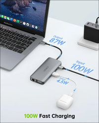 USB C Hub Triple Display Docking Station Dual Monitor Adapter Laptop Hub USB C to 2 HDMI 4K +VGA+Ethernet+100W Type C PD+4USB+Data for Dell/HP/Lenovo/MacBook Laptop Pro with Thunderbolt 3/4