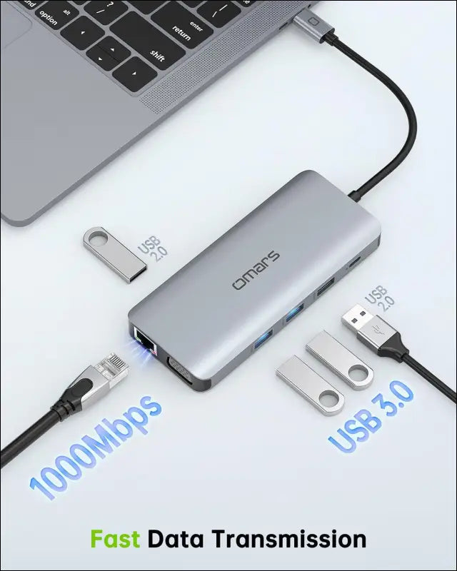 USB C Hub Triple Display Docking Station Dual Monitor Adapter Laptop Hub USB C to 2 HDMI 4K +VGA+Ethernet+100W Type C PD+4USB+Data for Dell/HP/Lenovo/MacBook Laptop Pro with Thunderbolt 3/4