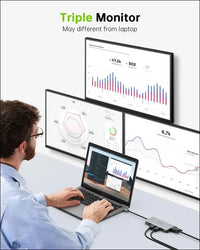 USB C Hub Triple Display Docking Station Dual Monitor Adapter Laptop Hub USB C to 2 HDMI 4K +VGA+Ethernet+100W Type C PD+4USB+Data for Dell/HP/Lenovo/MacBook Laptop Pro with Thunderbolt 3/4