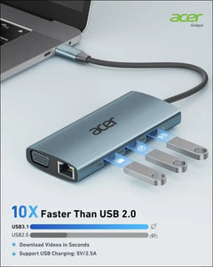 USB C Hub with 4k HDMI, 9-in-1 USB C Docking Station, 5Gbps USB-A 3.1 Data Ports, PD 100W Charging, SD/TF Card Reader, USB to VGA Splitter for MacBook, iPhone, Dell XPS,Laptops, Surface and More