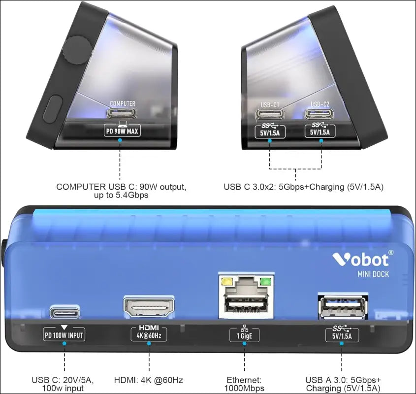 USB C Laptop Docking Station (7-in-1), USB C Hub with Screen, Multiple Built-in Apps, Docking Station with HDMI 4K@60Hz, 90W Max Power Delivery, 1 Gbps Ethernet, USB C Dock for Mac/Dell/HP/Steam Deck