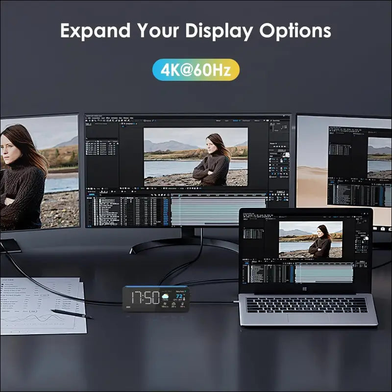 USB C Laptop Docking Station (7-in-1), USB C Hub with Screen, Multiple Built-in Apps, Docking Station with HDMI 4K@60Hz, 90W Max Power Delivery, 1 Gbps Ethernet, USB C Dock for Mac/Dell/HP/Steam Deck