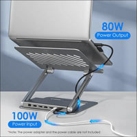USB C Laptop Docking Station Stand Dual Monitors, 4K DisplayLink Docking Station with PD 100W, 2X HDMI,2X DP, USB 3.0, Gigabit Ethernet, SD/TF, Audio, for MacBook Pro/Air/Dell/HP/Surface