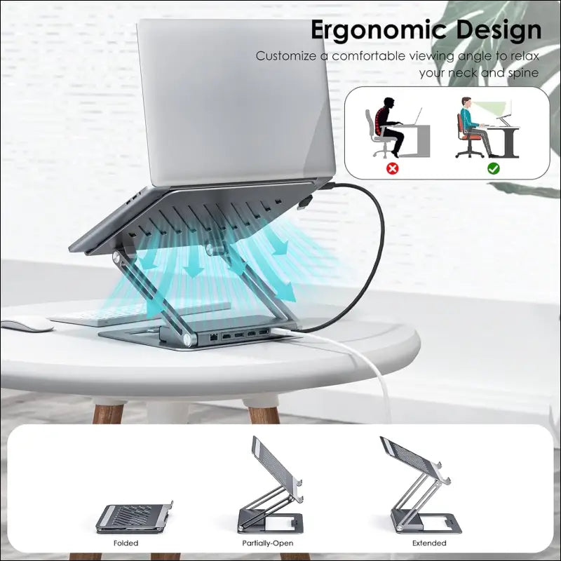 USB C Laptop Docking Station Stand Dual Monitors, 4K DisplayLink Docking Station with PD 100W, 2X HDMI,2X DP, USB 3.0, Gigabit Ethernet, SD/TF, Audio, for MacBook Pro/Air/Dell/HP/Surface