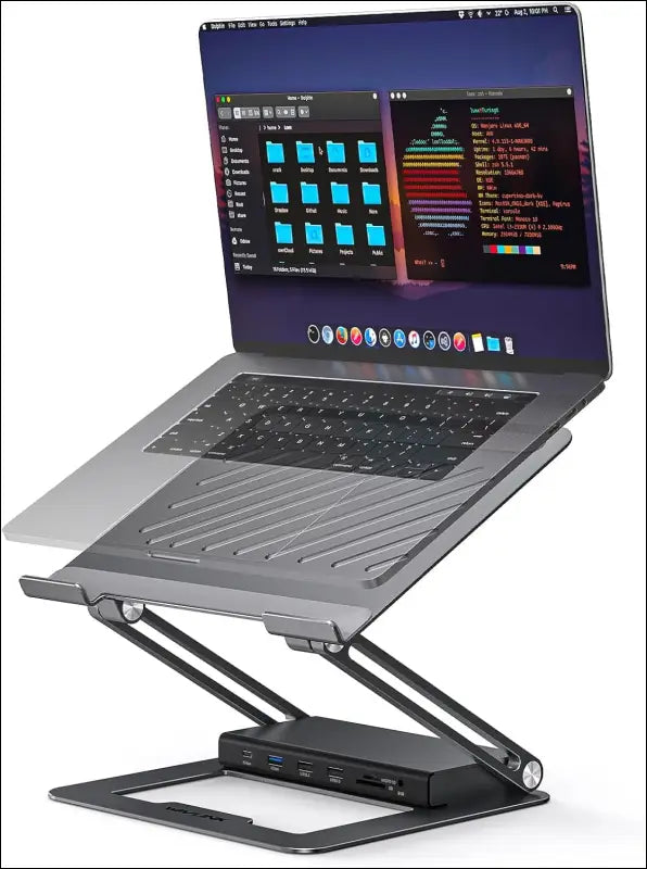 USB C Laptop Docking Station Stand Dual Monitors, 4K DisplayLink Docking Station with PD 100W, 2X HDMI,2X DP, USB 3.0, Gigabit Ethernet, SD/TF, Audio, for MacBook Pro/Air/Dell/HP/Surface