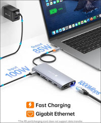 USB C Laptop Docking Station Triple Display, 14 in 1 USB C to Dual 4K60Hz HDMI Adapter with 8K@30Hz DP, USB C/A Ports, 100W PD, RJ45, SD/TF, Audio, Multiport USB C Hub for MacBook/Dell/HP/Lenovo