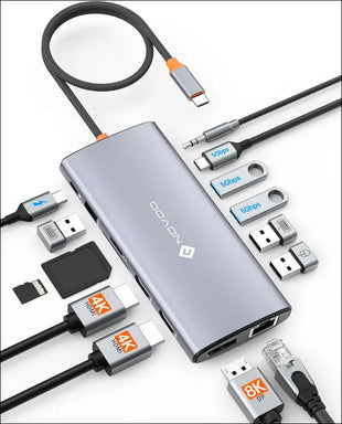 USB C Laptop Docking Station Triple Display, 14 in 1 USB C to Dual 4K60Hz HDMI Adapter with 8K@30Hz DP, USB C/A Ports, 100W PD, RJ45, SD/TF, Audio,