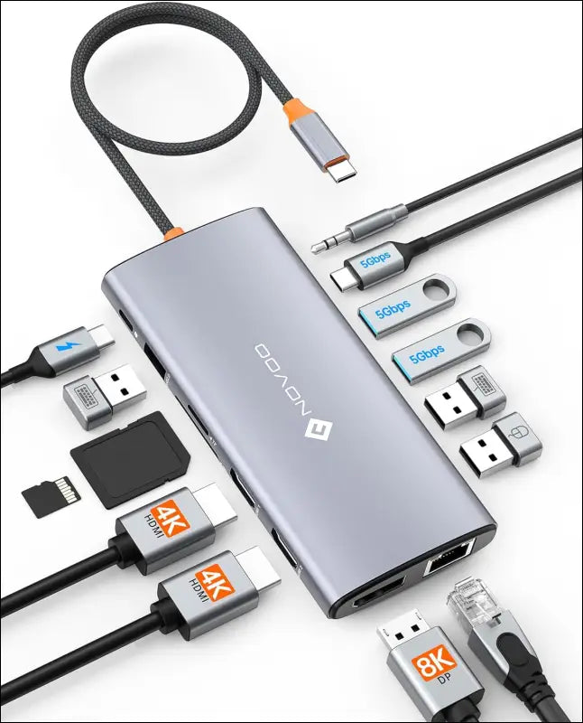 USB C Laptop Docking Station Triple Display, 14 in 1 USB C to Dual 4K60Hz HDMI Adapter with 8K@30Hz DP, USB C/A Ports, 100W PD, RJ45, SD/TF, Audio, Multiport USB C Hub for MacBook/Dell/HP/Lenovo