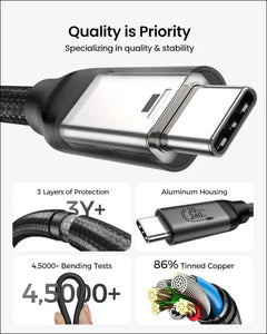 USB C Monitor Display Cable [4K@144Hz/60Hz 8K@30Hz], USB C 3.2 Gen 2X2 Video Cable, 20Gbps Data Transfer, 240W PD Fast Charge, Type C Cable Compatible with Mac Book Pro, Tablet, Mac Studio 2M