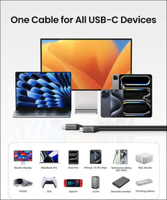 USB C Monitor Display Cable [4K@144Hz/60Hz 8K@30Hz], USB C 3.2 Gen 2X2 Video Cable, 20Gbps Data Transfer, 240W PD Fast Charge, Type C Cable Compatible with Macbook Pro, Tablet, Mac Studio 1M