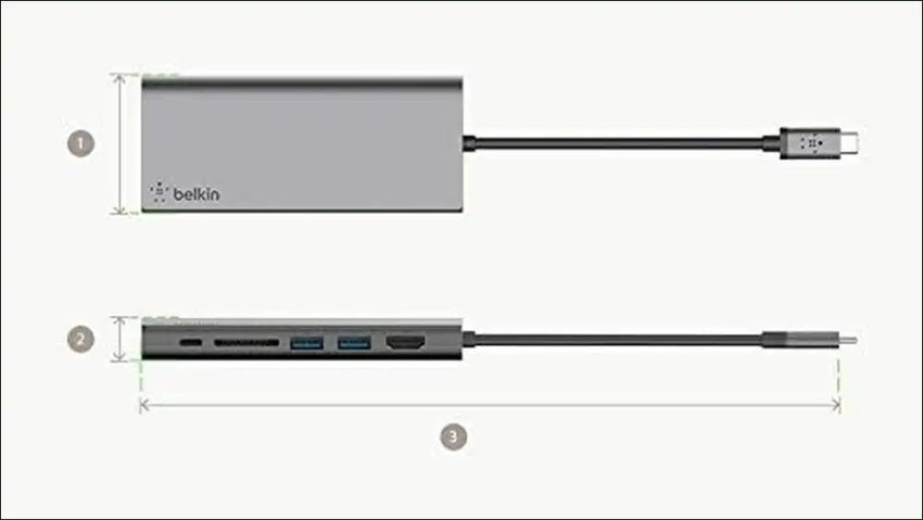 USB-C Multimedia Docking Station with Tethered USB-C Cable (USB-C Dock for Mac OS and Windows USB-C Laptops), Black, F4U092btSGY